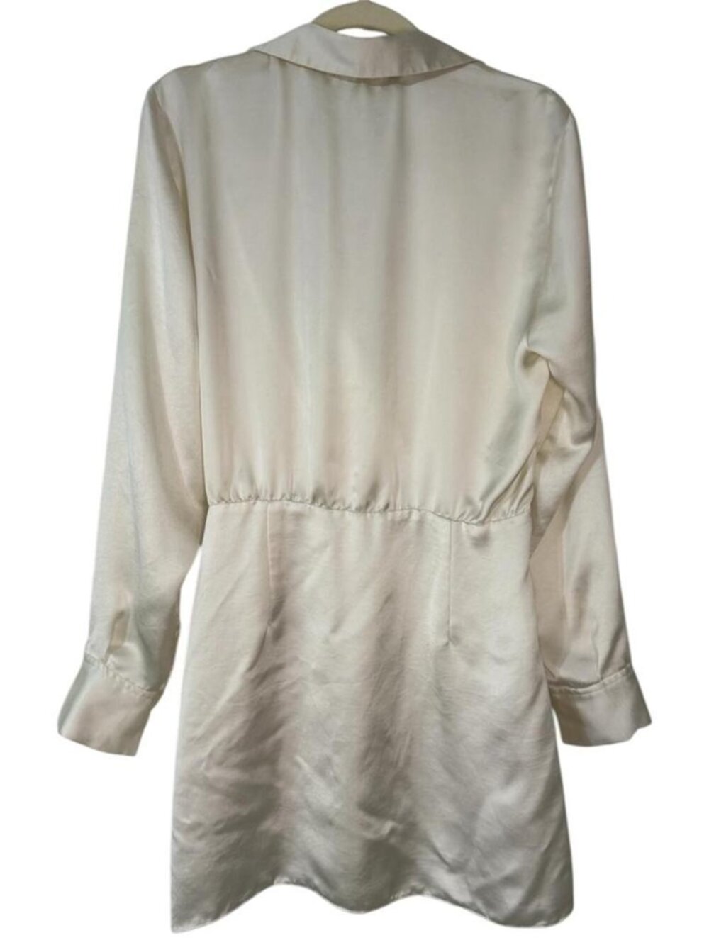 Zara Cream Satin Mini Dress Size Medium - Picture 4 of 5